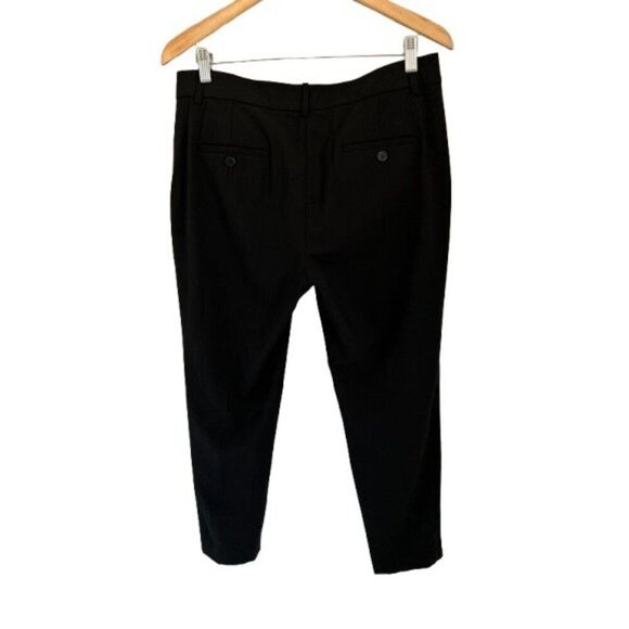 THEORY Linen Trousers Strait Cut Pants Dark Eggplant/Black Size 10 - Picture 5 of 8